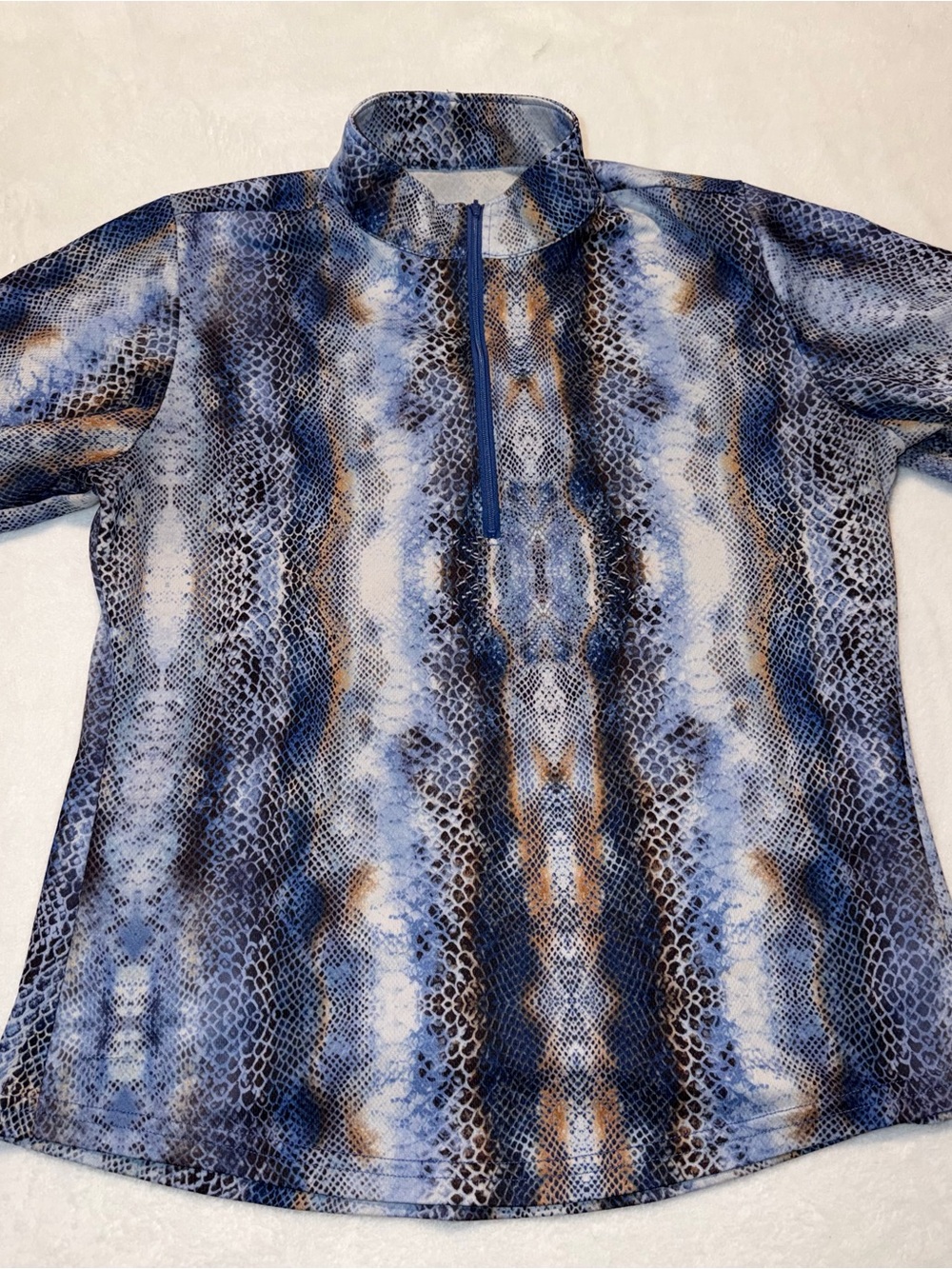 Kerrits Women's Short Sleeve Equestrian Riding Shirt Half Zip Snakeskin Print XL